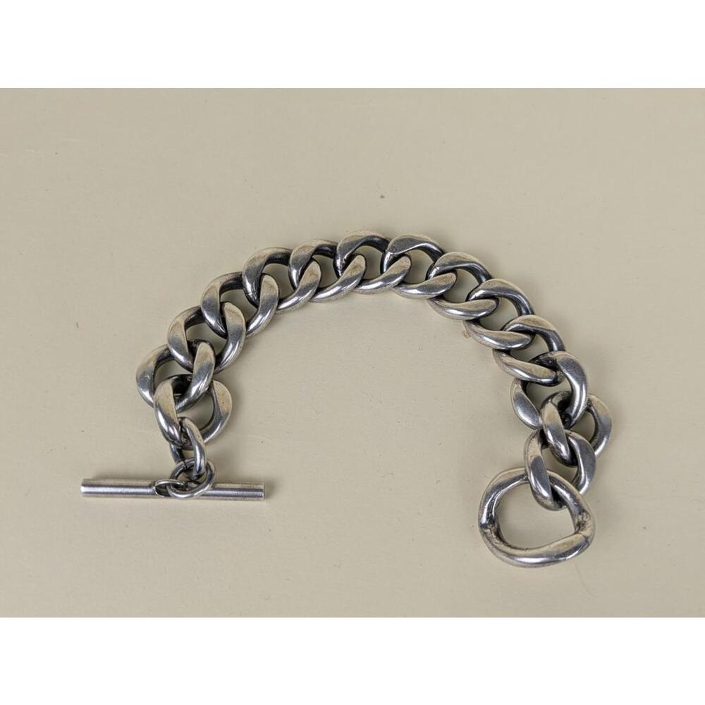 1990's curb chain silver plated t bar bracelet